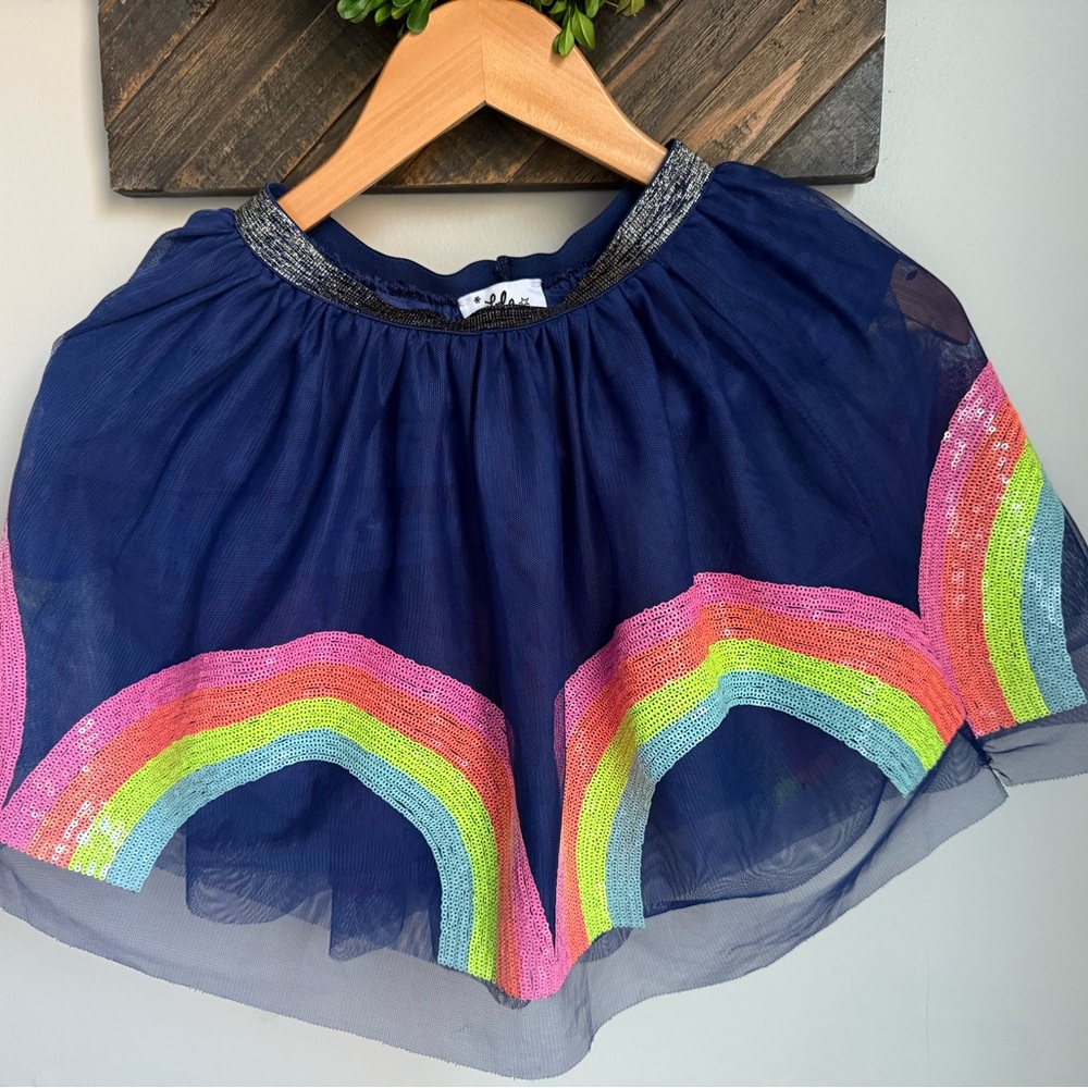Lola + The Boys Colorful Rainbow Tulle Sequin Skirt 7-8